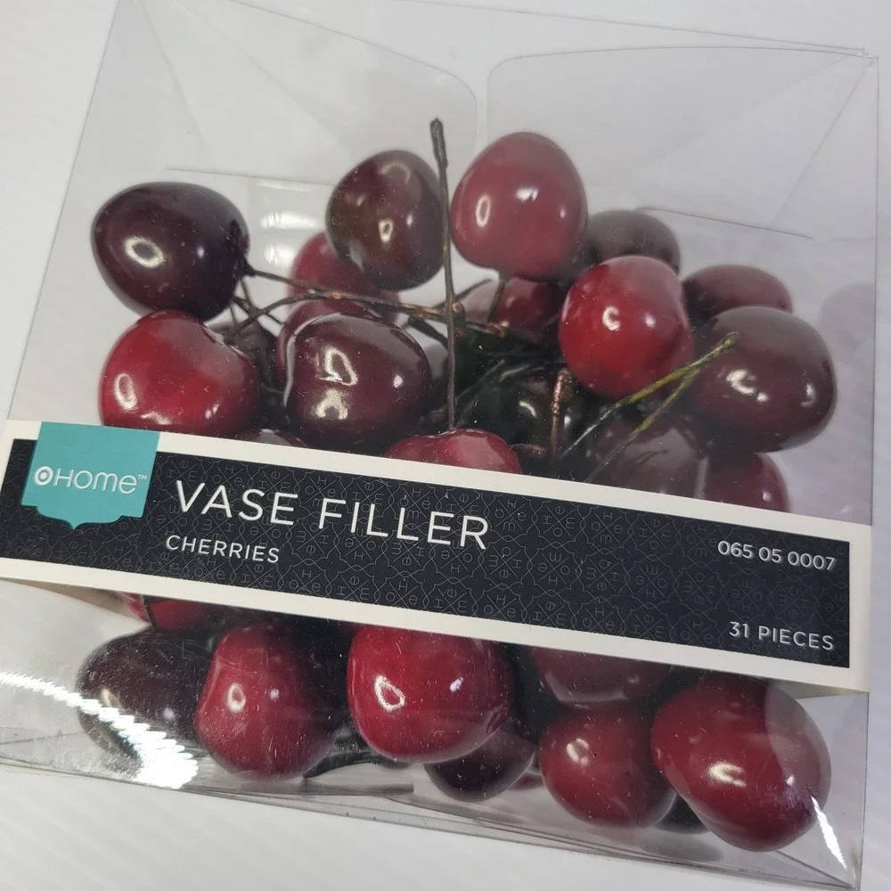 Realistic Artificial Cherries Fake Fruit Décor HUGE Unopened Lot 100+ Summer